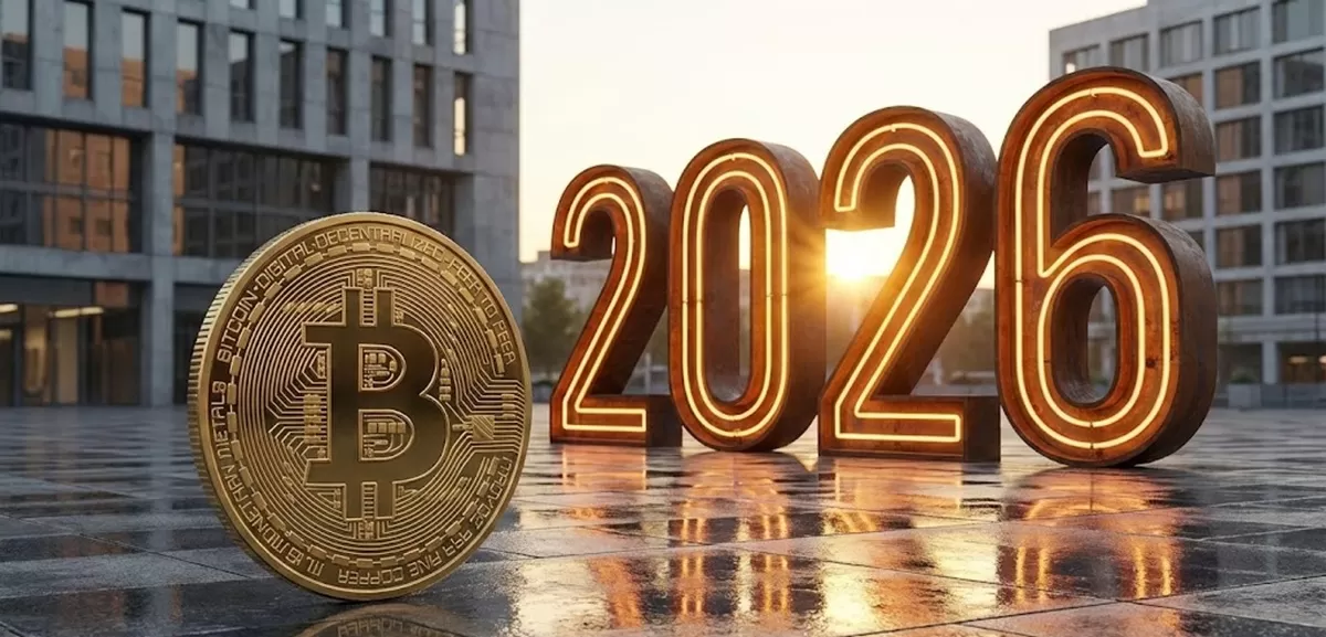 Bitcoin price outlook 2026: οθόνη με γράφημα τιμής BTC και δείκτες αγοράς, με αναφορές σε ETF flows και προβλέψεις μεγάλων desks