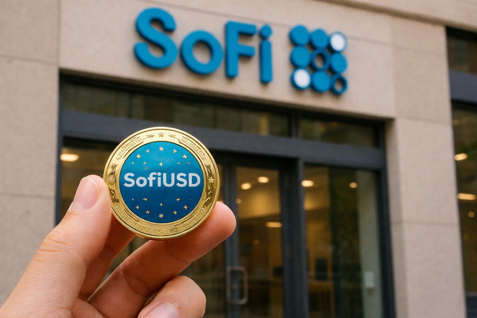 SoFiUSD stablecoin issued by SoFi Bank on a public blockchain
