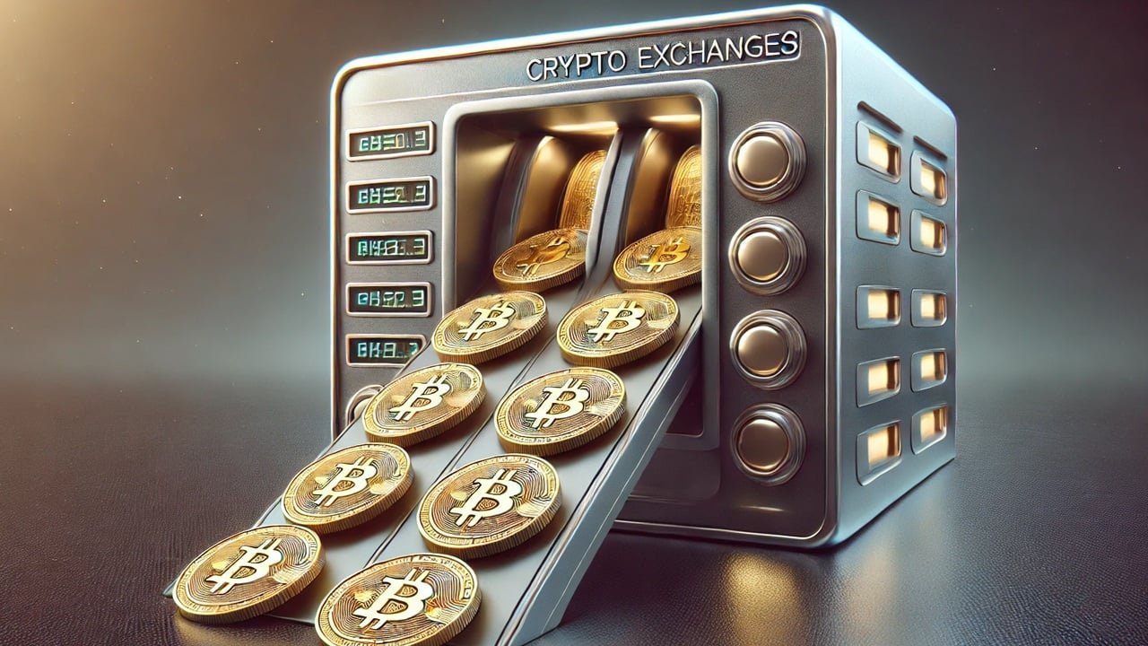 Bitcoin exchange balances declining in 2025 showing reduced BTC supply on crypto exchanges