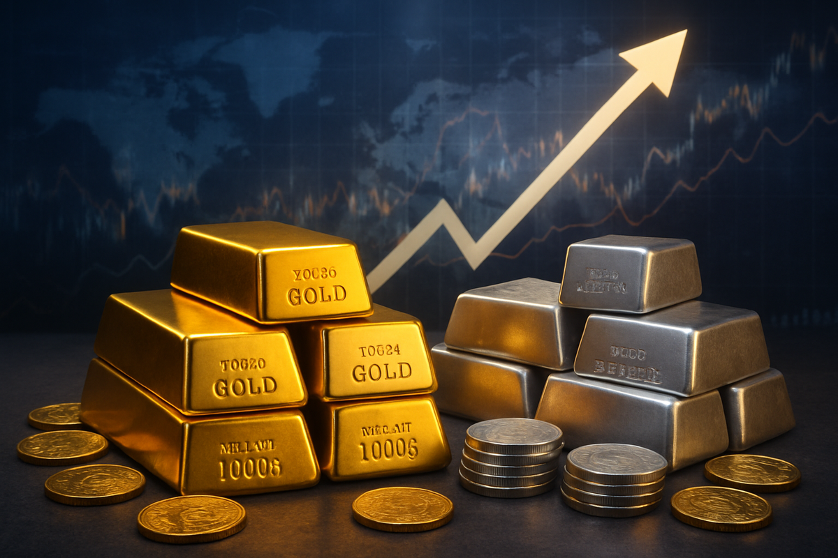 Γράφημα τιμών χρυσού και ασημιού σε νέα ιστορικά υψηλά το 2026 με τον χρυσό πάνω από τα 5.100 δολάρια και το ασήμι στα 110 δολάρια ανά ουγκιά