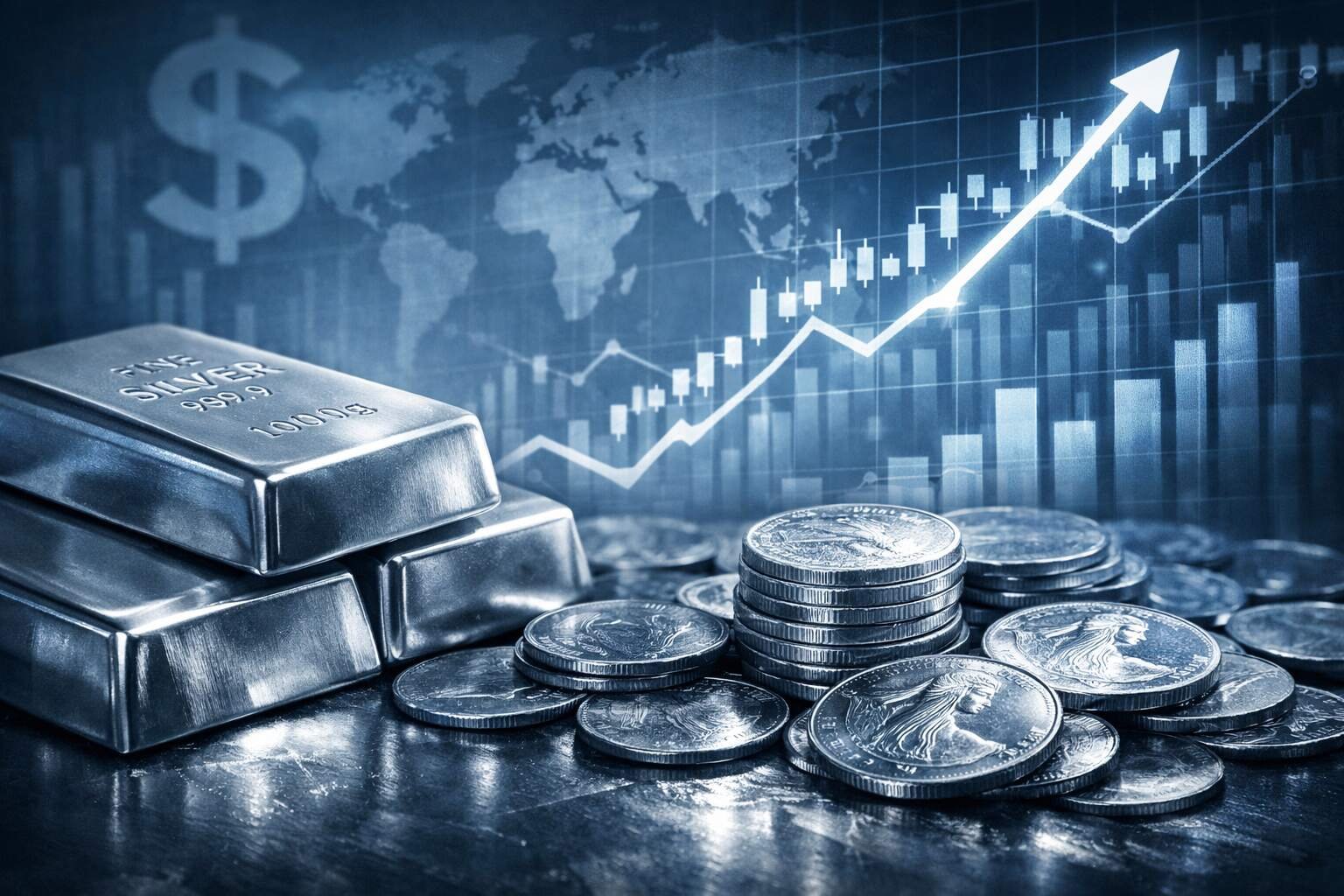 Ιστορικό ράλι του ασημιού πάνω από τα 95 δολάρια ανά ουγγιά με εκρηκτική άνοδο στις διεθνείς αγορές πολύτιμων μετάλλων