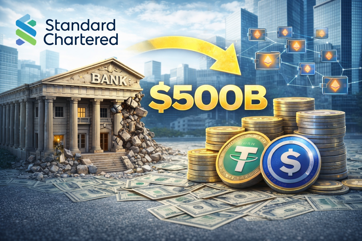 Standard Chartered προειδοποιεί ότι τα stablecoins απειλούν να αποσύρουν έως 500 δισ. δολάρια από τις καταθέσεις των αμερικανικών τραπεζών έως το 2028