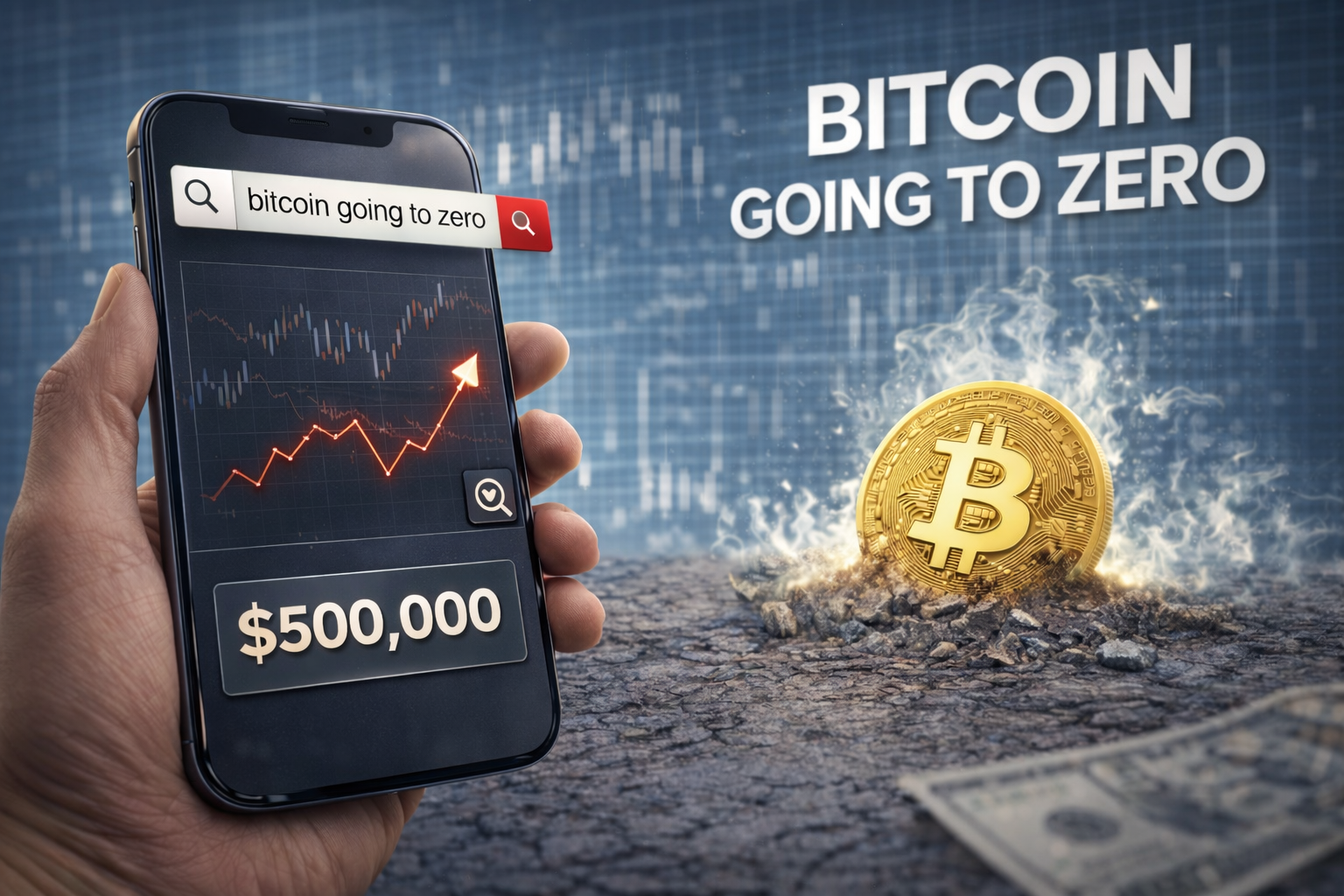 Γράφημα Google Trends που δείχνει τις παγκόσμιες αναζητήσεις για τη φράση “Bitcoin going to zero” να κορυφώνονται στο 100 τον Φεβρουάριο 2026, σε περίοδο έντονης διόρθωσης της τιμής του Bitcoin.