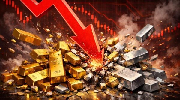 Gold and silver prices crash sharply as silver falls nearly 10% below $76 per ounce and gold drops under $5,000 amid massive sell-off in precious metals markets