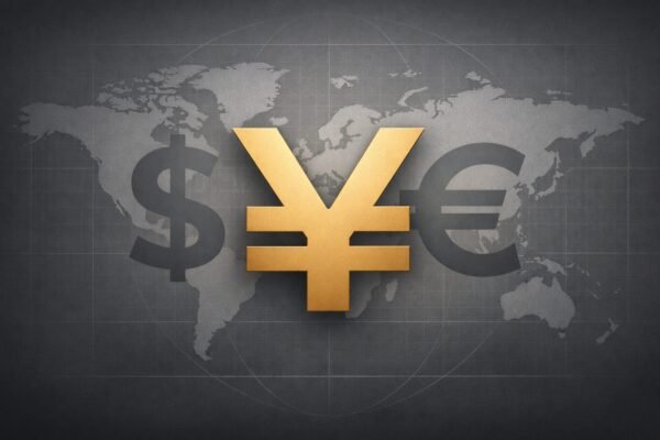 Ο Κινέζος πρόεδρος Xi Jinping με φόντο σύμβολα του γουάν και του δολαρίου σε γράφημα παγκόσμιων αγορών συναλλάγματος