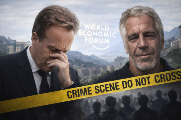 Κεντρική εικόνα του Børge Brende, πρώην CEO του World Economic Forum, κατά την διάρκεια της ετήσιας συνόδου του WEF στο Νταβός, πριν την παραίτησή του εν μέσω σκιών από τις αποκαλύψεις για τις επαφές του με τον Jeffrey Epstein.