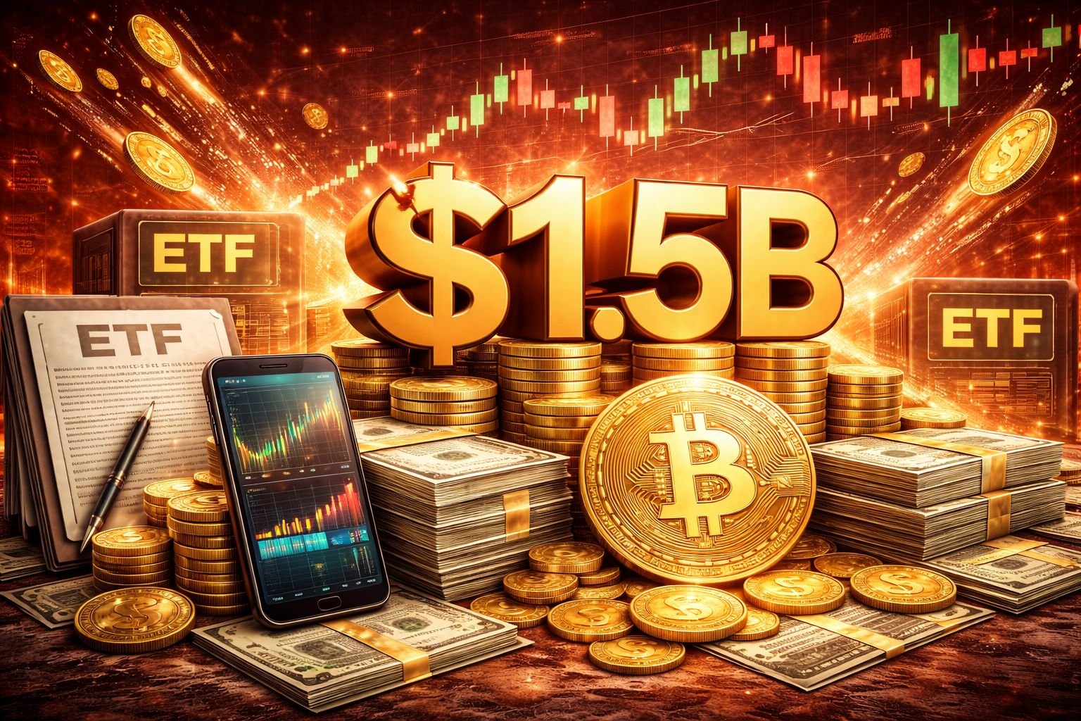 Γράφημα καθαρών εισροών σε spot Bitcoin ETFs δείχνει άνοδο 1,5 δισ. δολαρίων σε πέντε ημέρες καθώς θεσμικοί επενδυτές επιστρέφουν σε Bitcoin