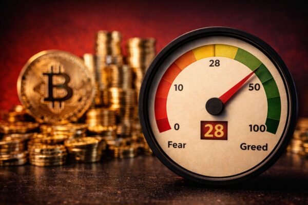Γράφημα του δείκτη Crypto Fear and Greed Index που δείχνει την άνοδο στο 28, σηματοδοτώντας το τέλος του ακραίου φόβου στην αγορά κρυπτονομισμάτων.