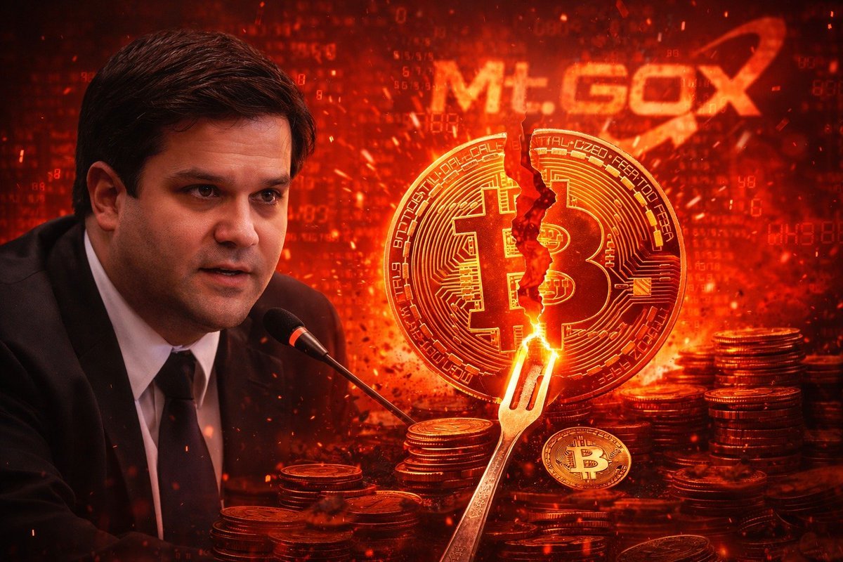 Κώδικας του Bitcoin και λογότυπο Mt Gox – συζήτηση για πρόταση hard fork από τον Mark Karpelès για ανάκτηση 80.000 BTC