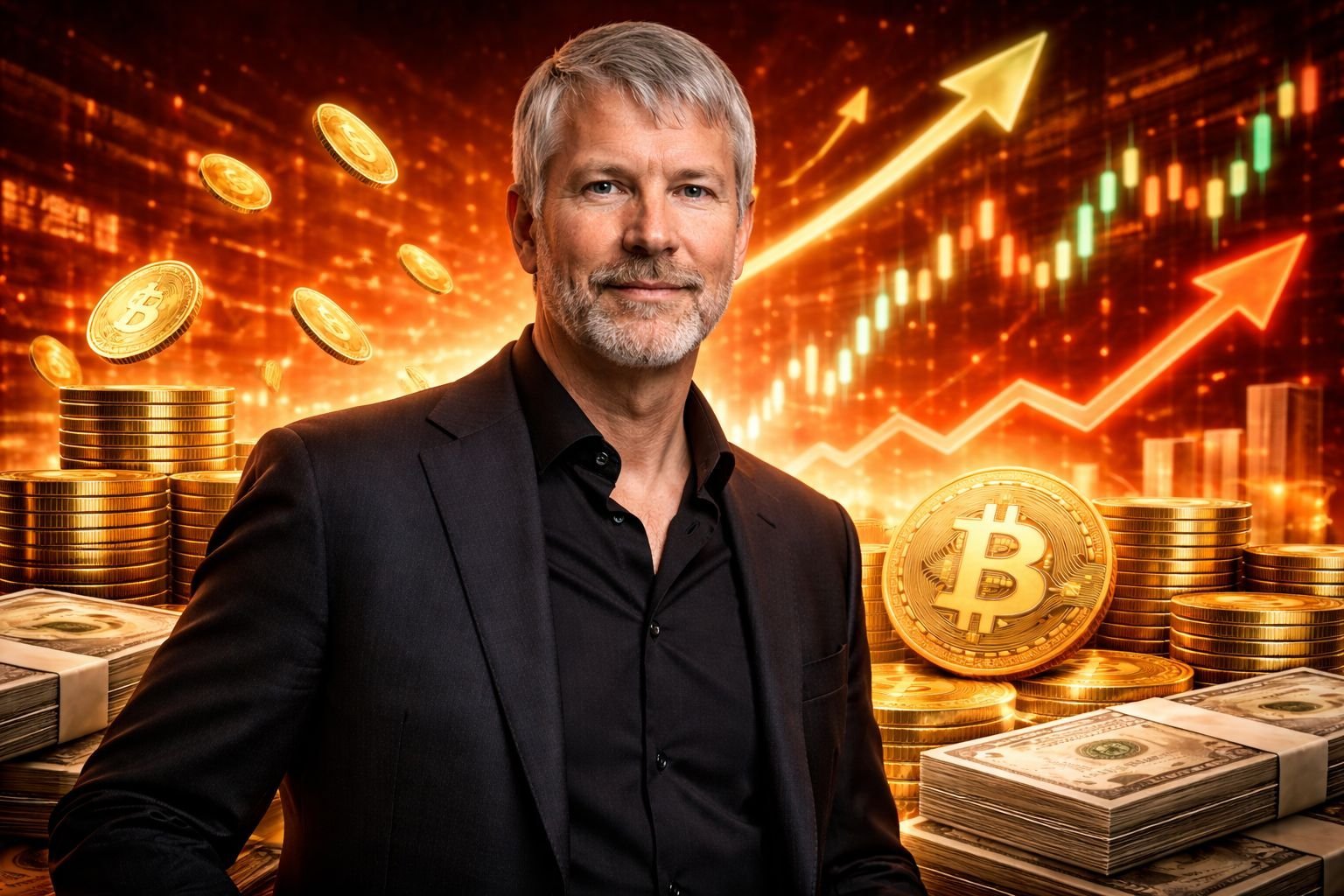 Michael Saylor speaking about Bitcoin accumulation as institutional investors increase demand for BTC despite market volatility