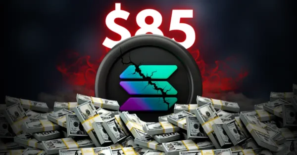 Γράφημα τιμής του Solana (SOL) που δείχνει έντονη πτώση κάτω από τα 85 δολάρια μέσα σε γενικευμένη αστάθεια της αγοράς κρυπτονομισμάτων.