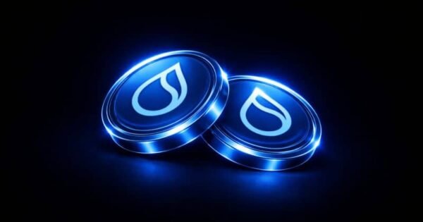 Sui blockchain logo with USD stablecoin concept showing USDsui token and SUI buyback mechanism in a DeFi liquidity ecosystem