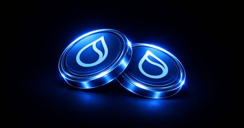 Sui blockchain logo with USD stablecoin concept showing USDsui token and SUI buyback mechanism in a DeFi liquidity ecosystem